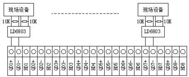利達(dá)LD9203EN聯(lián)動(dòng)控制盤二線制接線