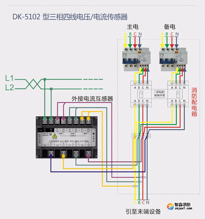 泛海三江消防設(shè)備電源監(jiān)控系統(tǒng)接線圖