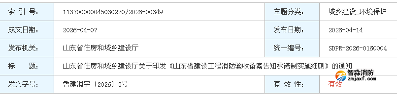 山東省住房和城鄉(xiāng)建設(shè)廳關(guān)于印發(fā)《山東省建設(shè)工程消防驗(yàn)收備案告知承諾制實(shí)施細(xì)則》的通知